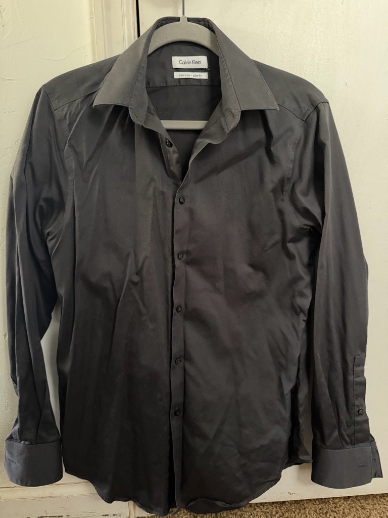 Calvin Klein Men’s Black Dress Shirt - Classic Spread Collar